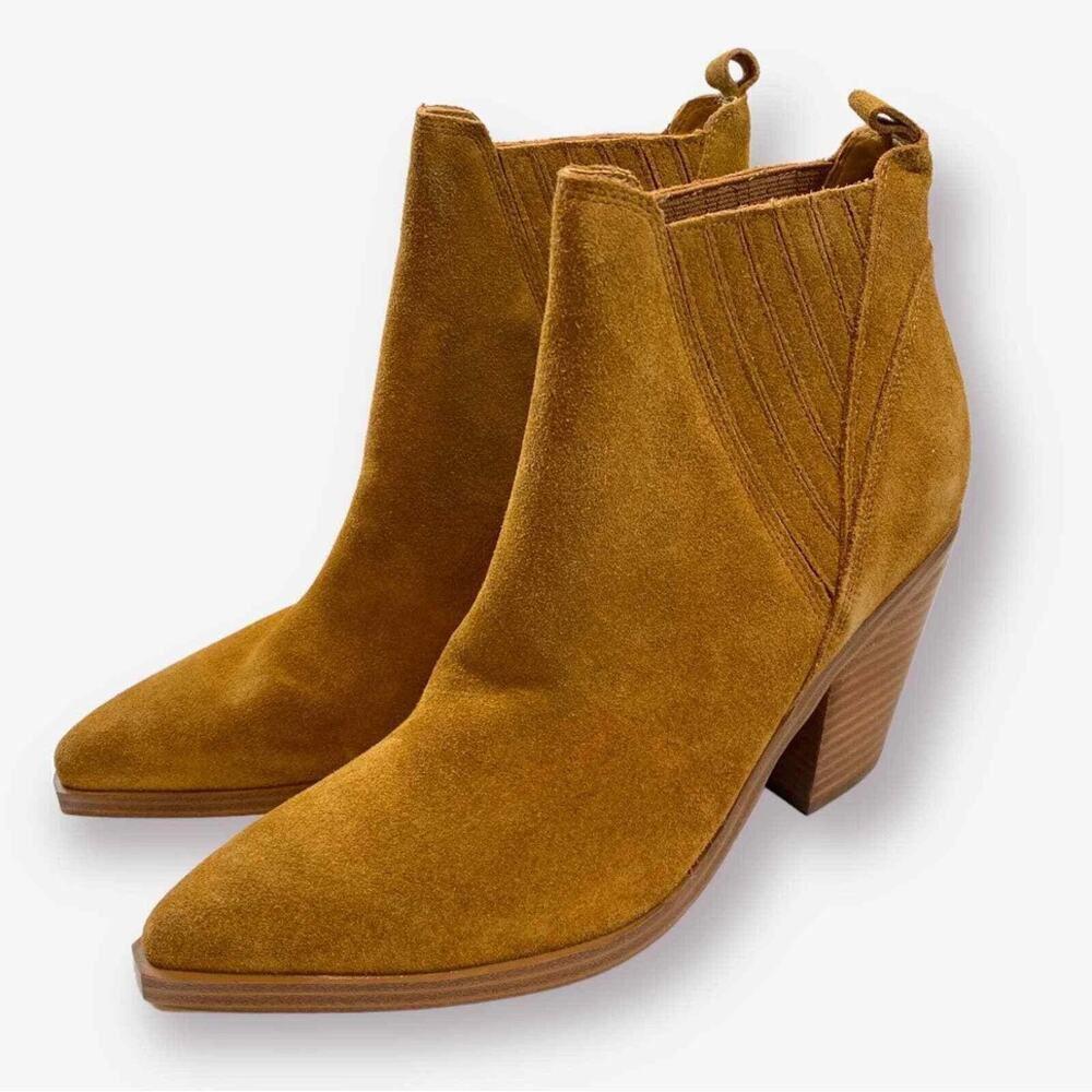Marc Fisher Gadri Suede Pointed Toe Booties with Stacked Heel Size 5.5M NWOT